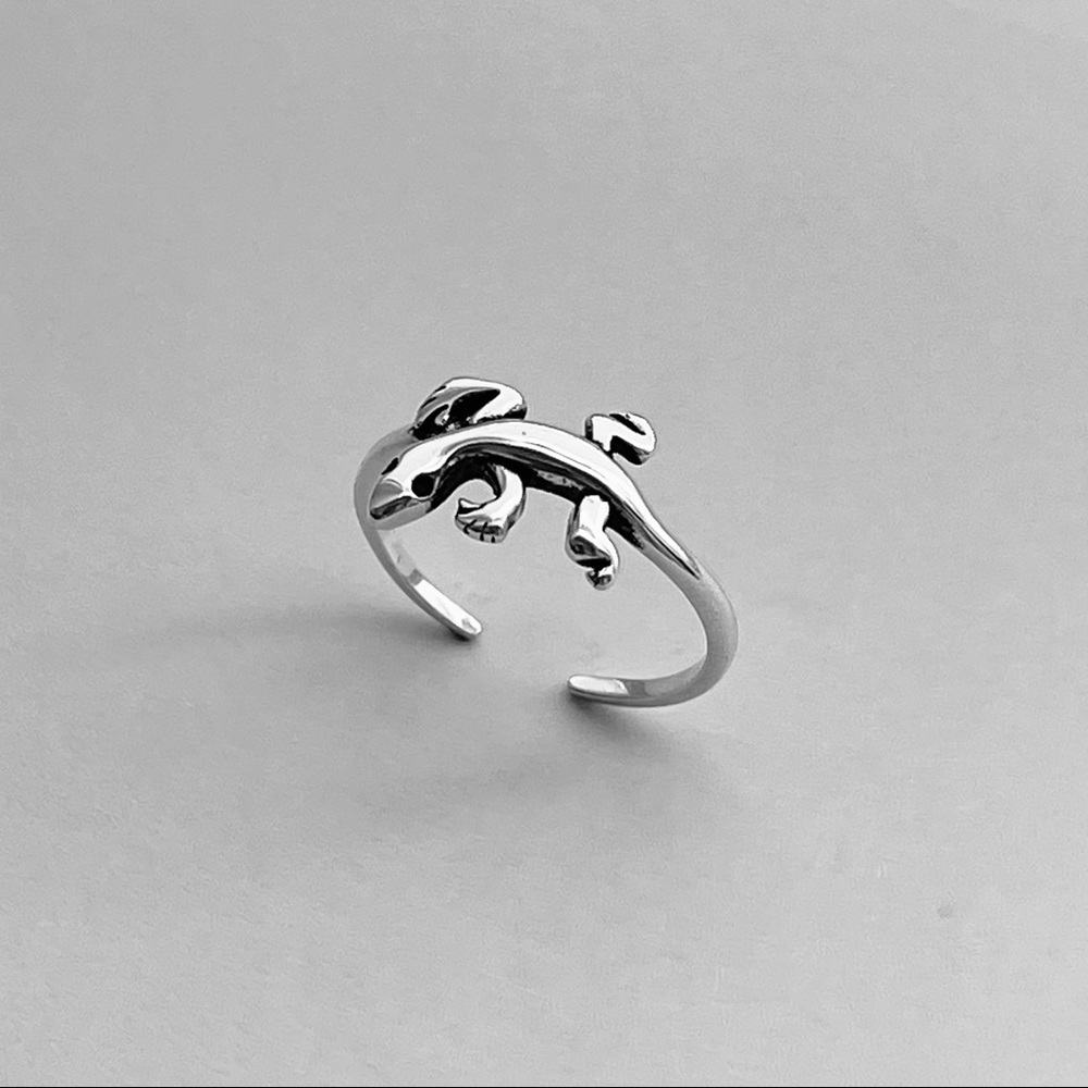Sterling Silver Lizard Toe Ring, Silver Gecko Rin… - image 2